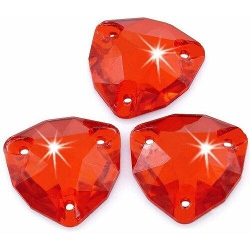 Стразы пришивные хрустальные, стеклянные, форма Триллиант 17х17 мм, Лайт Сиам ( красный ) 18 штук, марка Dongzhou