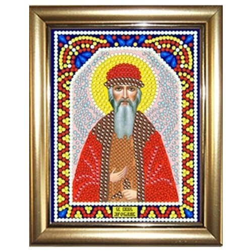 Алмазная мозаика 'Святой Ярослав' 10,5Х14,5см в подарок золотая рамка для готовой работы