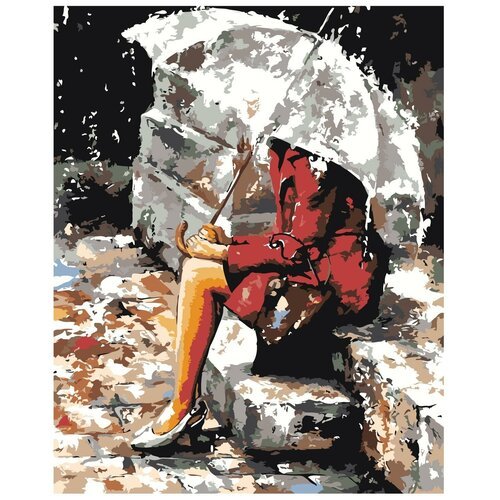 Картина по номерам, 'Живопись по номерам', 60 x 75, EM10, женщина, пальто, дождь, зонт, осень, романтика, Имре Тот