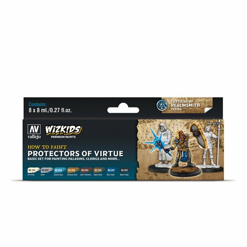 Набор акриловых красок Vallejo Wizkids Premium - Protectors of Virtue 80252 (8 красок по 8 мл)