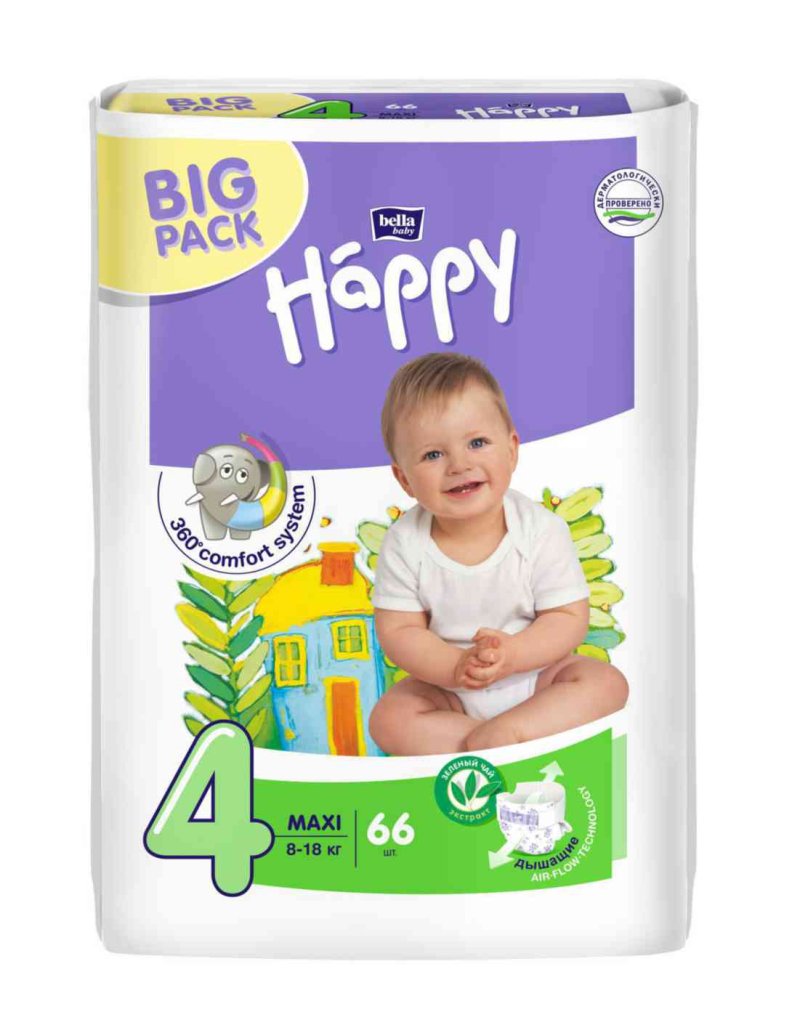 Подгузники Bella Baby Happy Maxi 4 (8-18 кг), 66 шт.