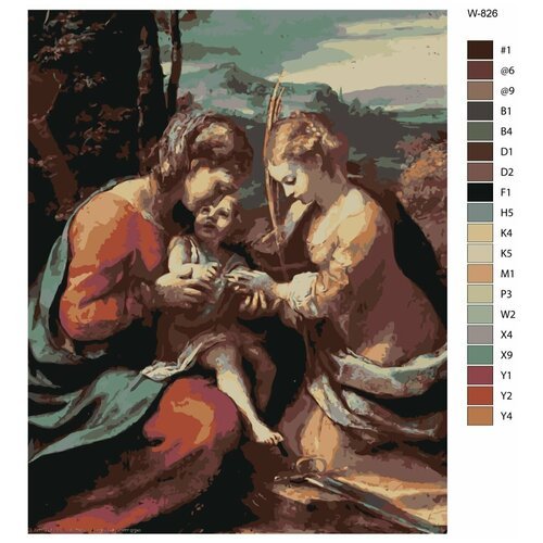 Картина по номерам W-826 'Репродукция картины Мистическое обручение святой Екатерины. Художник Антонио Корреджо' 40х50