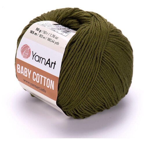 Пряжа для вязания YarnArt Baby Cotton (Бэби Коттон) - 10 мотков 443 хакки, для детских вещей и амигуруми, 50% хлопок, 50% акрил, 165 м/50 г