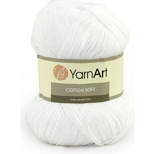 Пряжа YarnArt Cotton soft ультрабелый (62), 55%хлопок/45%полиакрил, 600м, 100г, 3шт