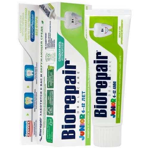 Зубная паста Biorepair Junior со вкусом мяты (от 6 до 12 лет)