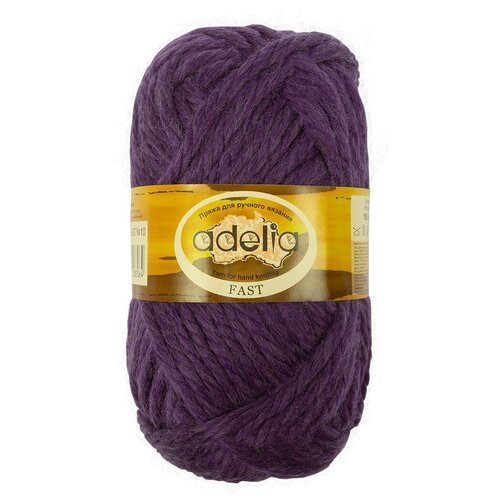 Пряжа Adelia Fast, 78% акрил, 22% шерсть, 3*150 г, 45+-2 м, №10, фиолетовая (''FAST'')