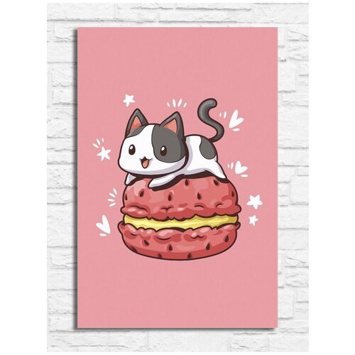 Картина по номерам на холсте котик (для детей, простые, животные, милота, еда, бургер) - 10259 В 20х30