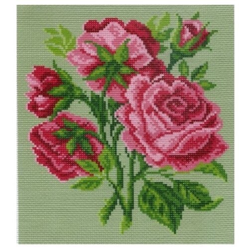 Матрёнин Посад Розовые цветы, 0701-1, зеленый/розовый, 37 х 28 см