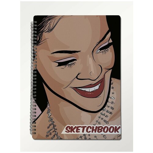 Скетчбук А4 крафт 50 листов Блокнот для рисования музыка Рианна (Rihanna) - 247 В