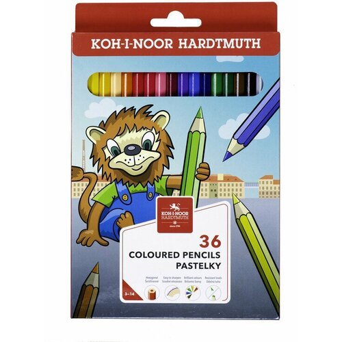 Карандаши цветные Koh-I-Noor 'Lion', 36цв, заточен, картон, европодвес, 323230