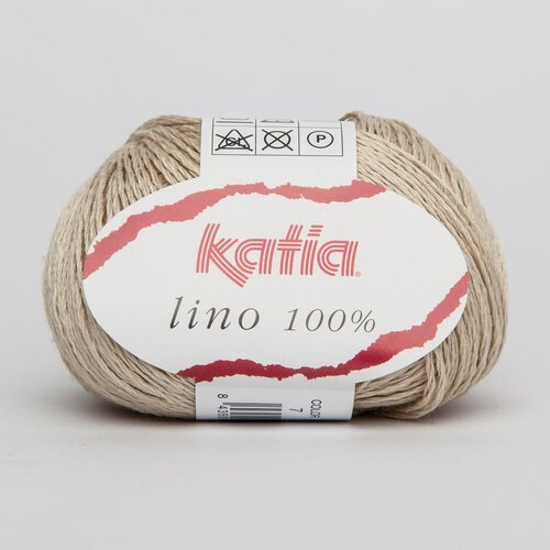 Пряжа Lino 100% Katia (Лино), 100%лен, цвет 26-светло-коричневый, 50гр/150м, 1 моток.
