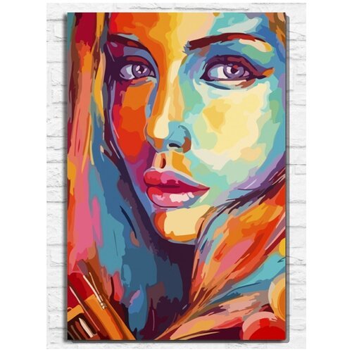 Картина по номерам на холсте Красочная девушка (Абстракция, поп арт) - 9044 В 60x40