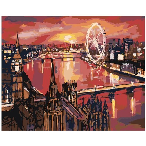 Красный закат над Лондоном Раскраска по номерам на холсте Живопись по номерам