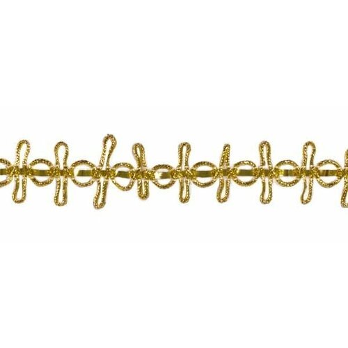 Тесьма металлизированная отделочная 20 мм (арт. 7075) золото / Тесьма вязаная с люрексом для рукоделия 17 метров