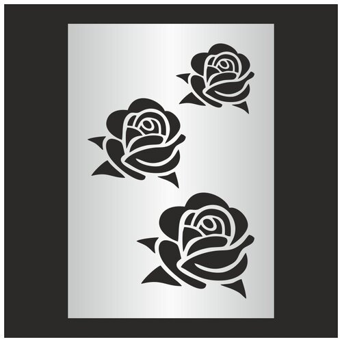 Трафарет 'Цветы розы' Тип 1 210х300 мм прозрачный из пластика 0,3 мм ПолиЦентр