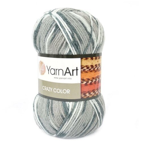 Пряжа для вязания YarnArt 'Crazy Color' - 5 мотков цвет: 137 Серый, белый, 260 м, 100 г,