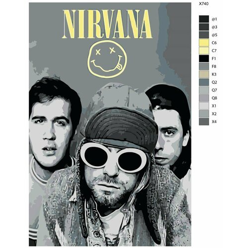 Картина по номерам X-740 'Рок-группа Nirvana' 40х60