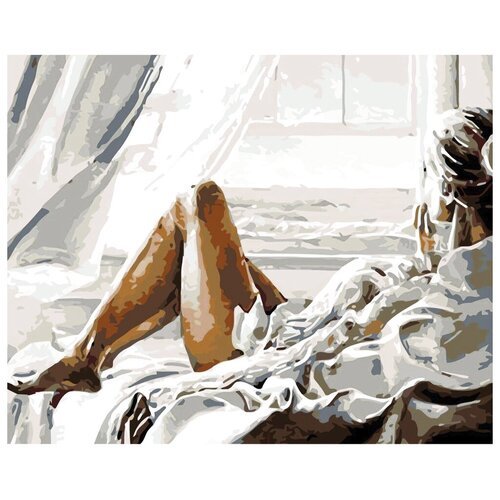Картина по номерам на холсте 40х50 см, 'Девушка у окна'