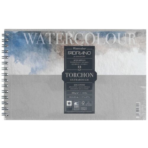 Fabriano Альбом для акварели Watercolour Studio Torchon 300 г/м2 13.5 х 21 см на спирали 12 л. 19100279 крупнозернистая