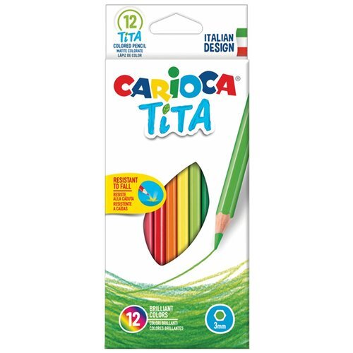CARIOCA Карандаши цветные carioca tita , 12 цветов, пластиковые, грифель 3 мм, шестигранные, европодвес, 42793
