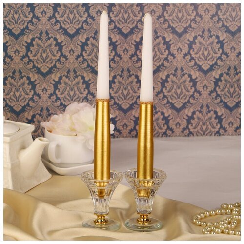 Набор свечей античных, 2,3х 24,5 см, 2 штуки, золотисто-белый 1575348