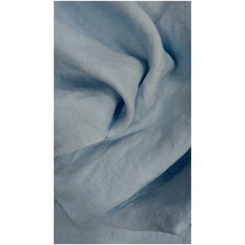 Ткань Лён плательно-костюмный небесно-голубого цвета Италия
