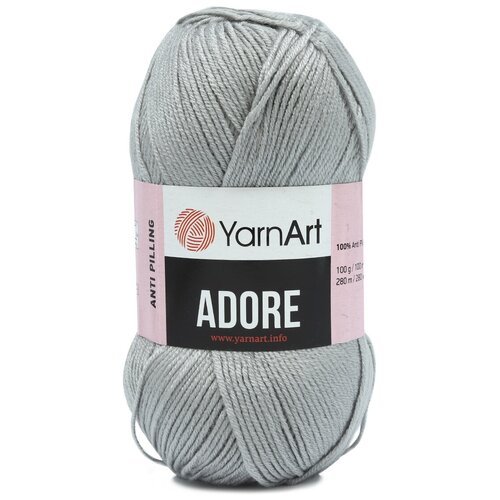 Пряжа для вязания YarnArt 'Adore' 100гр 280м (100% акрил с эффектом анти-пиллинга) (346 серый), 5 мотков