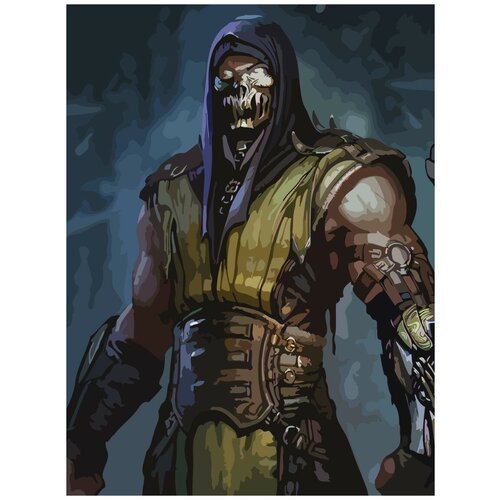 Картина по номерам на холсте игра Mortal Kombat (Саб-Зиро, Скорпион, Рептилия, Ниндзя) - 7808 В 30x40