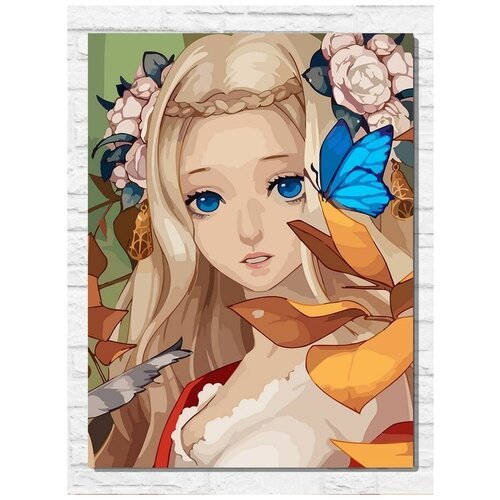 Картина по номерам на холсте девушка с бабочкой - 11253 В 30x40