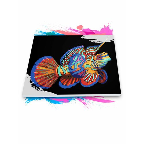 Картина по номерам на холсте Экзотическая рыба Мандаринка, 60 х 80 см