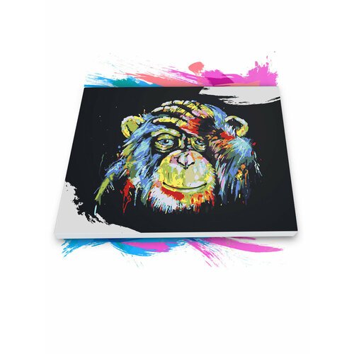 Картина по номерам на холсте Цветная обезьяна, 70 х 90 см