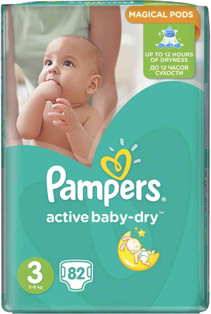 Подгузники Pampers Active Baby-Dry 3 (5-9 кг), 82 шт.