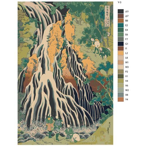 Картина по номерам Y-3 'Репродукция Кацусики xокусая- Водопад' 70x110
