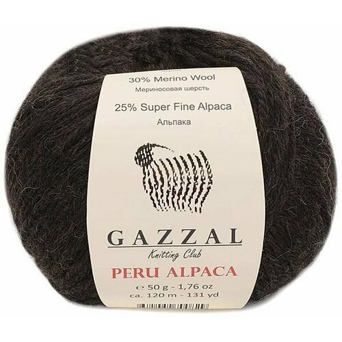 Пряжа Gazzal PERU ALPACA 2308 т. коричневый (10 мотков)