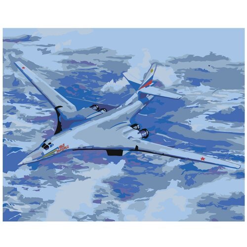 Картина по номерам, 'Живопись по номерам', 48 x 60, ARTH-AH17VA, авиация, бомбардировщик, фронт, самолёт, небо, полёт, облака, вид сверху