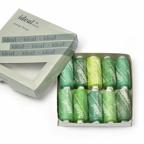 Набор ниток для шитья IDEAL 40/2 зеленые оттенки упак.10 шт