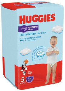 Huggies 5 Подгузники-трусики мальчики 13-17 кг 15 шт