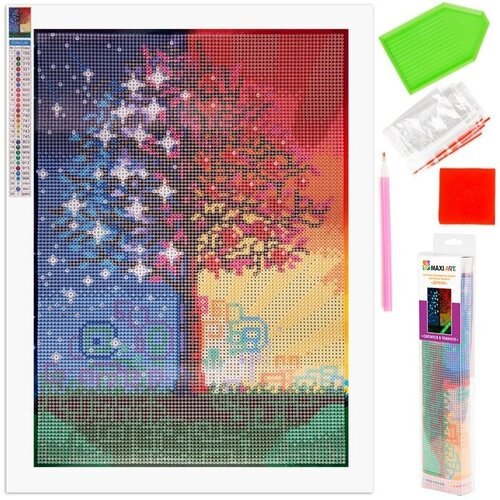 Картина стразами Maxi Art на холсте, Дерево, светится в темноте, 25х35 см (MA-KN0101-3)