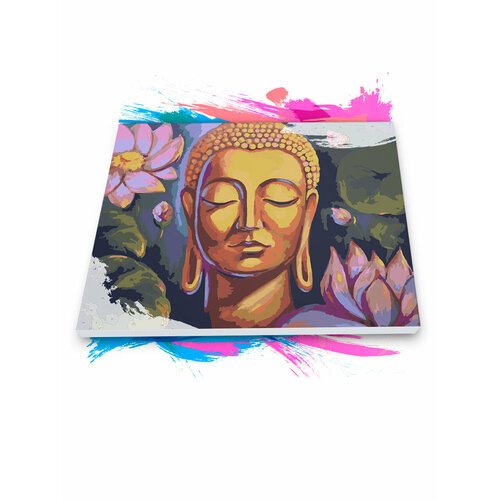 Картина по номерам на холсте Будда и Лотосы, 30 х 40 см