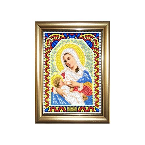 Алмазная мозаика 'Богородица Млекопитательница' 10,5Х14,5см в подарок золотая рамка для готовой работы