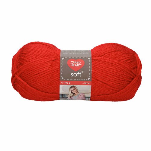Пряжа для вязания Red Heart 'Soft' 100гр 167м (100% акрил) (09925 красный), 10 мотков