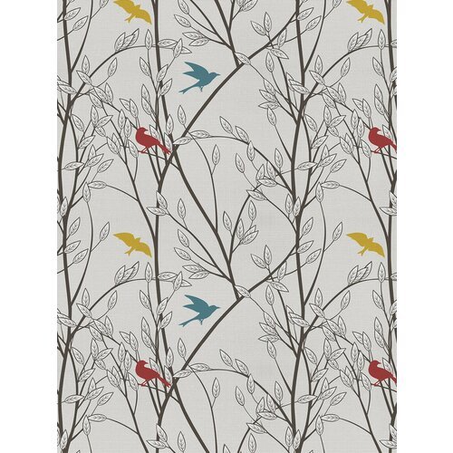 Отрезная ткань для мебели Ambesonne 'Разноцветные птицы среди ветвей' метражом для рукоделия и шитья, оксфорд, 155 см
