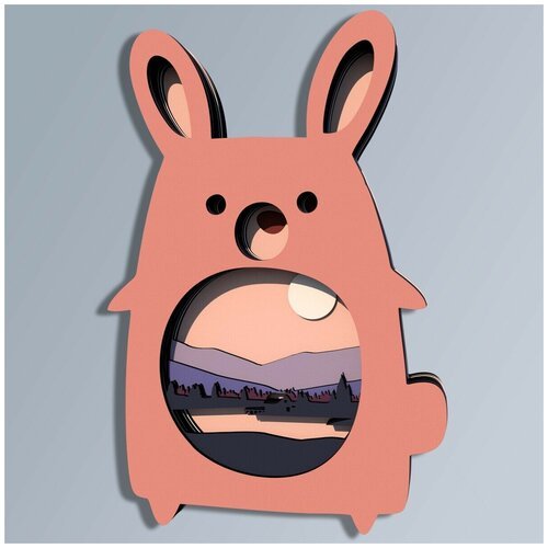 Набор для творчества, росписи, рисования, 3D картина-диорама по номерам детская животные кролик заяц пейзаж горы озеро домик закат милота - 31 8с