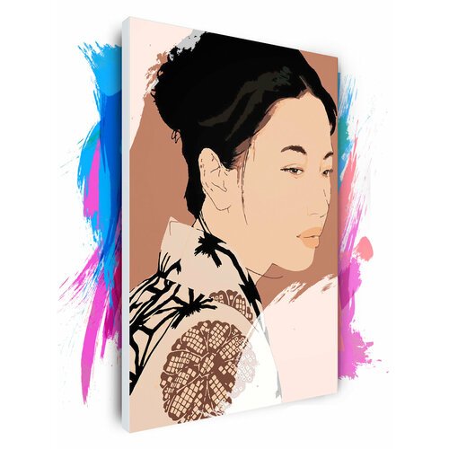 Картина по номерам на холсте Девушка в кимоно, 70 х 100 см