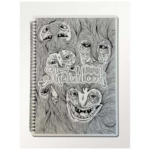 Скетчбук А4 крафт-бумага, 50 листов с деревянной обложкой манга психоделика - 332