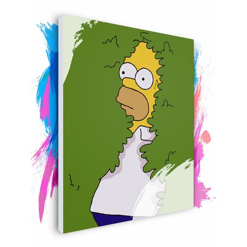 Картина по номерам на холсте Симпсоны - Гомер в кустах, 70 х 100 см