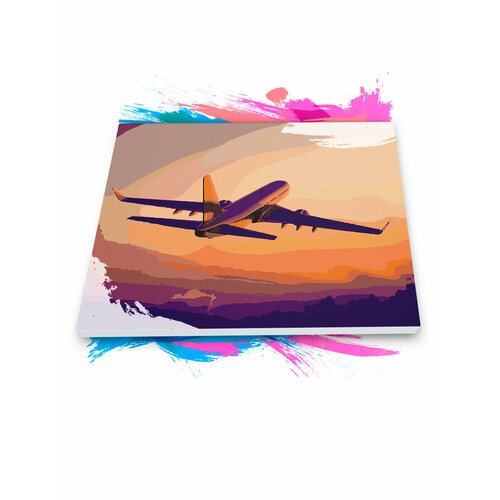 Картина по номерам на холсте Plane and sunset, 30 х 40 см