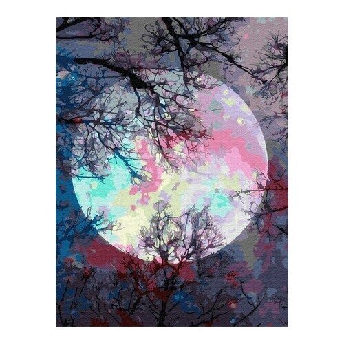 Картина по номерам Неоновая луна, 30x40 см. Цветной мир ярких идей