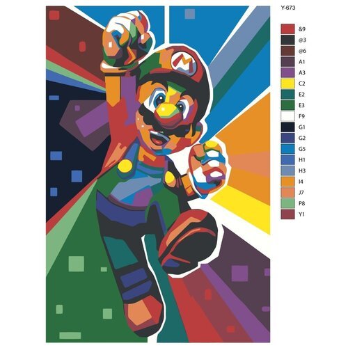 Картина по номерам Y-673 'Super Mario (супер Марио). Радостный Марио' 70x110