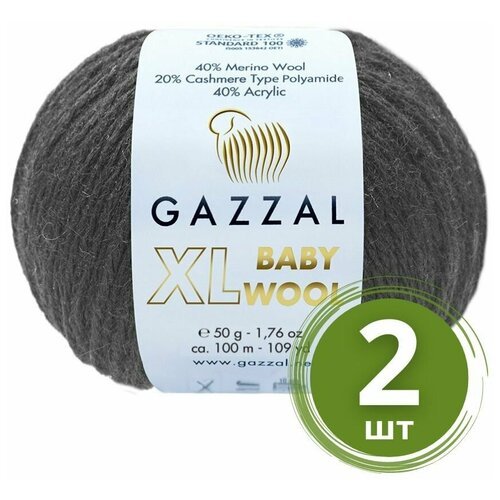 Пряжа Gazzal Baby Wool XL (Беби Вул) - 2 мотка Цвет: Черный (803), 40% мериносовая шерсть, 20% кашемир, 40% акрил, 100м/50г